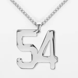 54 Number Pendant with Chain Kids Necklace - Stainless Steel