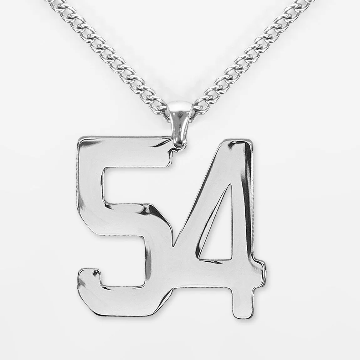 54 Number Pendant with Chain Kids Necklace - Stainless Steel