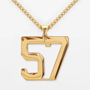 57 Number Pendant with Chain Necklace - Gold Plated Stainless Steel