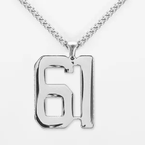 61 Number Pendant with Chain Necklace - Stainless Steel