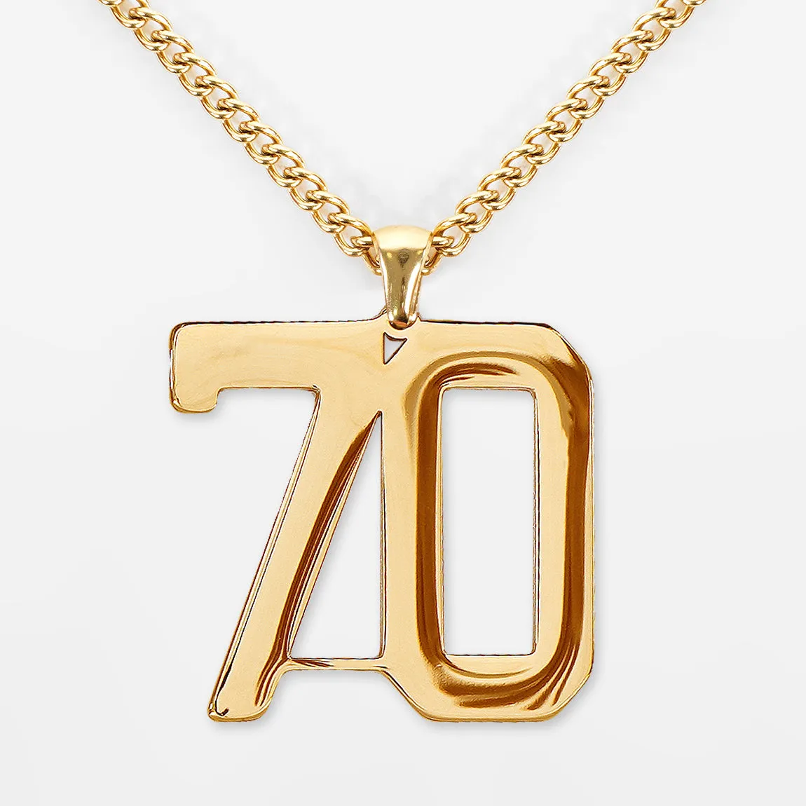 70 Number Pendant with Chain Kids Necklace - Gold Plated Stainless Steel