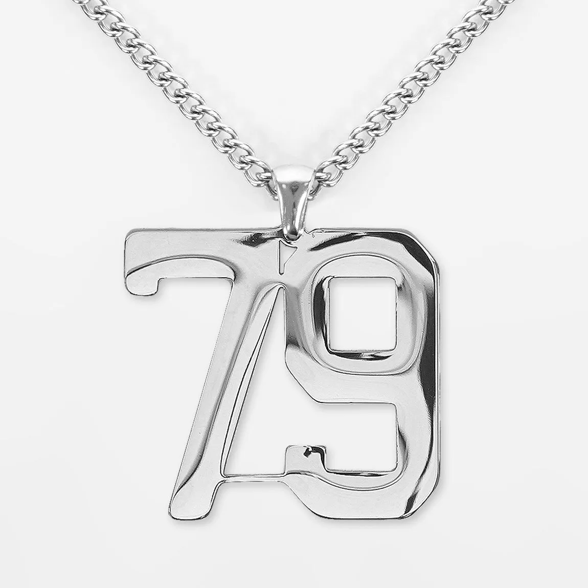 79 Number Pendant with Chain Necklace - Stainless Steel