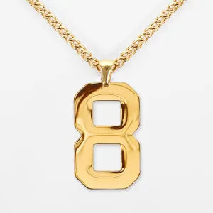 8 Number Pendant with Chain Kids Necklace - Gold Plated Stainless Steel