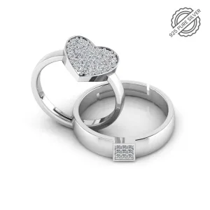 925 Pure Starling Silver Trendor Heart Decor Special Classy Status Special Couple's Ring