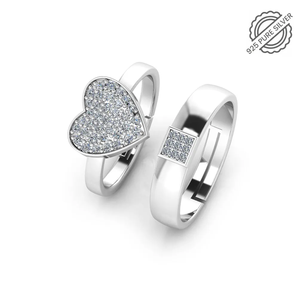 925 Pure Starling Silver Trendor Heart Decor Special Classy Status Special Couple's Ring