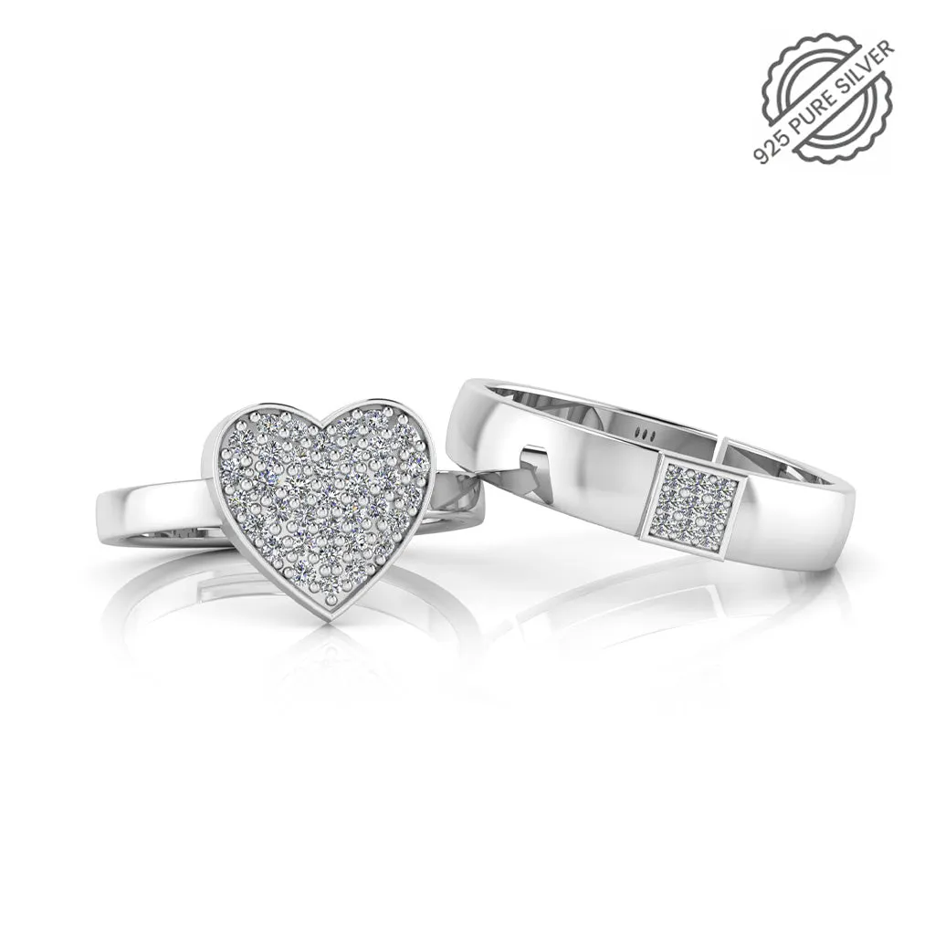 925 Pure Starling Silver Trendor Heart Decor Special Classy Status Special Couple's Ring