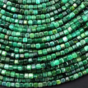 AAA Faceted Natural African Green Jade 2mm Cube Beads Micro Cut Gemstone 15.5" Strand