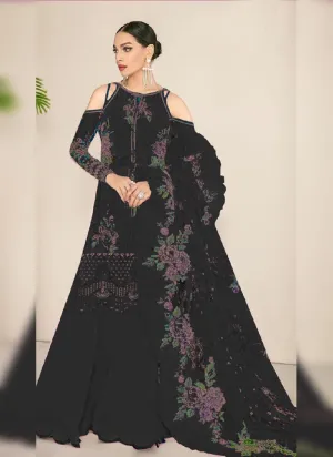 Adorable Black Color Georgette Base Designer Long Choli Sharara