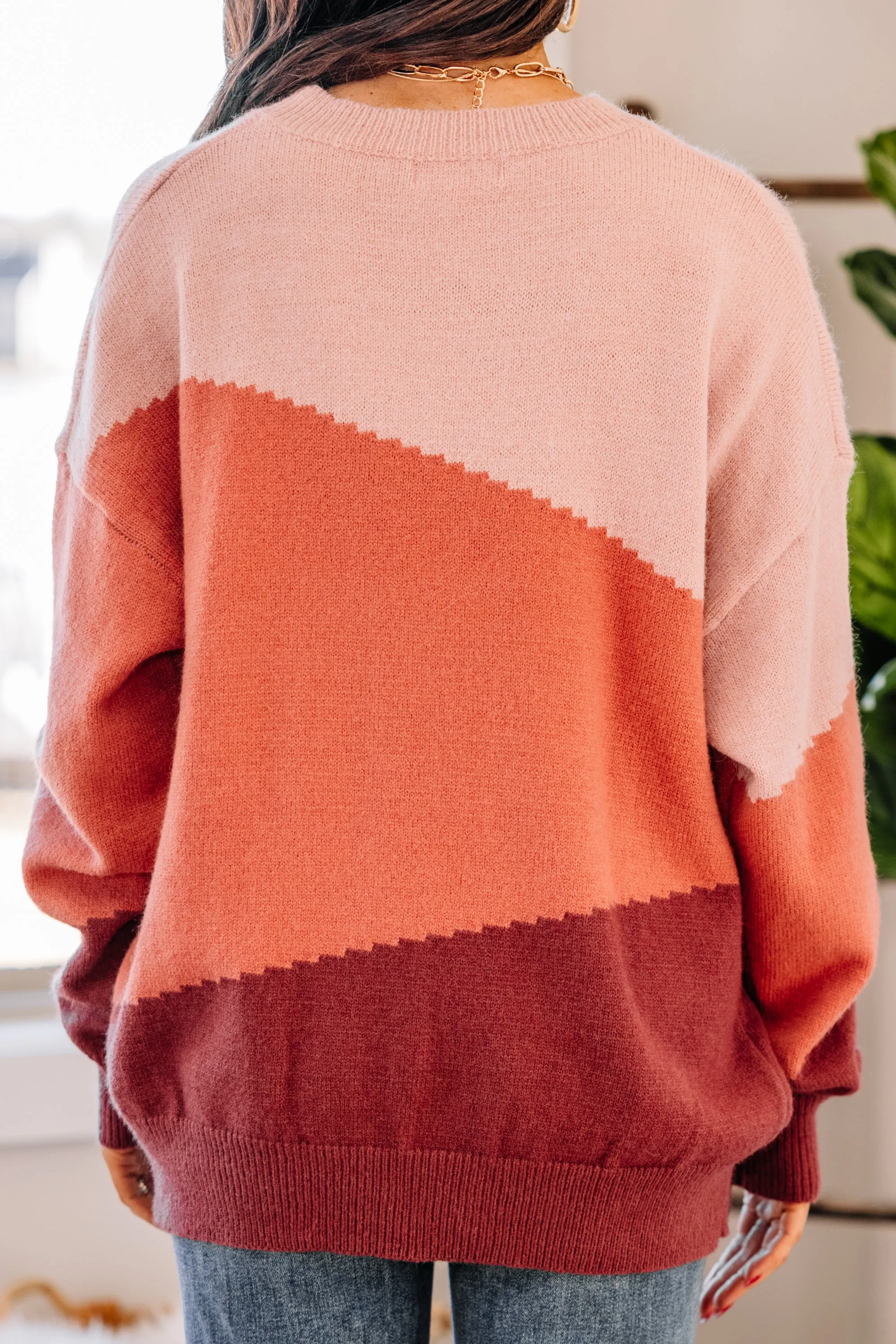 Always There For You Berry Pink Colorblock Sweater