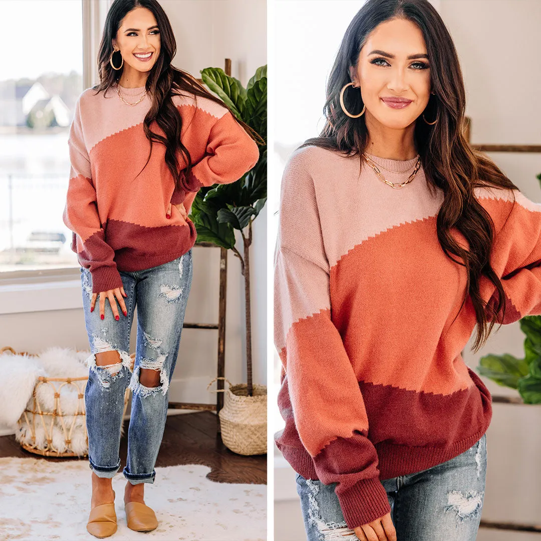 Always There For You Berry Pink Colorblock Sweater