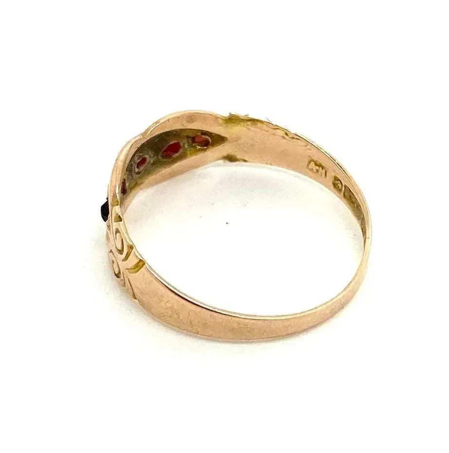 Antique 1915 9ct Rose Gold Garnet Ring