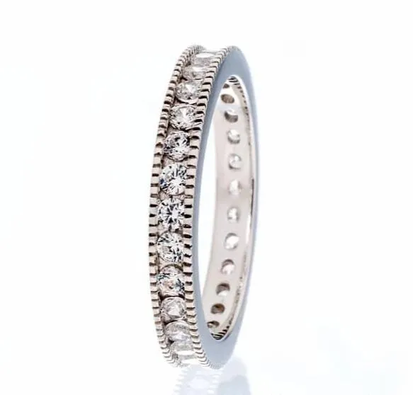 Antique Inspired Cubic Zirconia Eternity Band In Sterling Silver