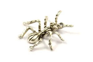 Antique Silver Ant Pendant, 1 Antique Silver Plated Brass Ant Pendants, Animal Jewelry (36mm) N0351 H0145