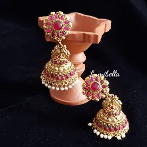 Antique style big jumki earrings