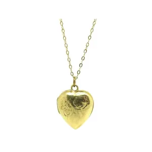 Antique Victorian 9ct Yellow Gold Heart Locket Necklace