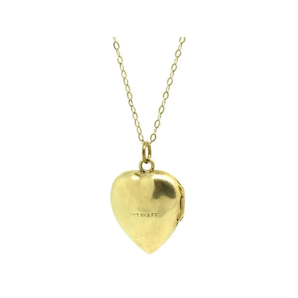 Antique Victorian 9ct Yellow Gold Heart Locket Necklace