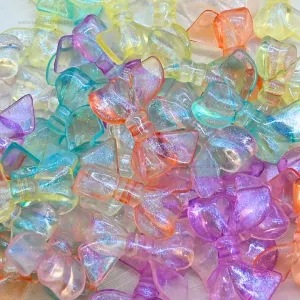 Assorted Transparent Bow Glow In Dark Plastic Beads | Size: 24mm