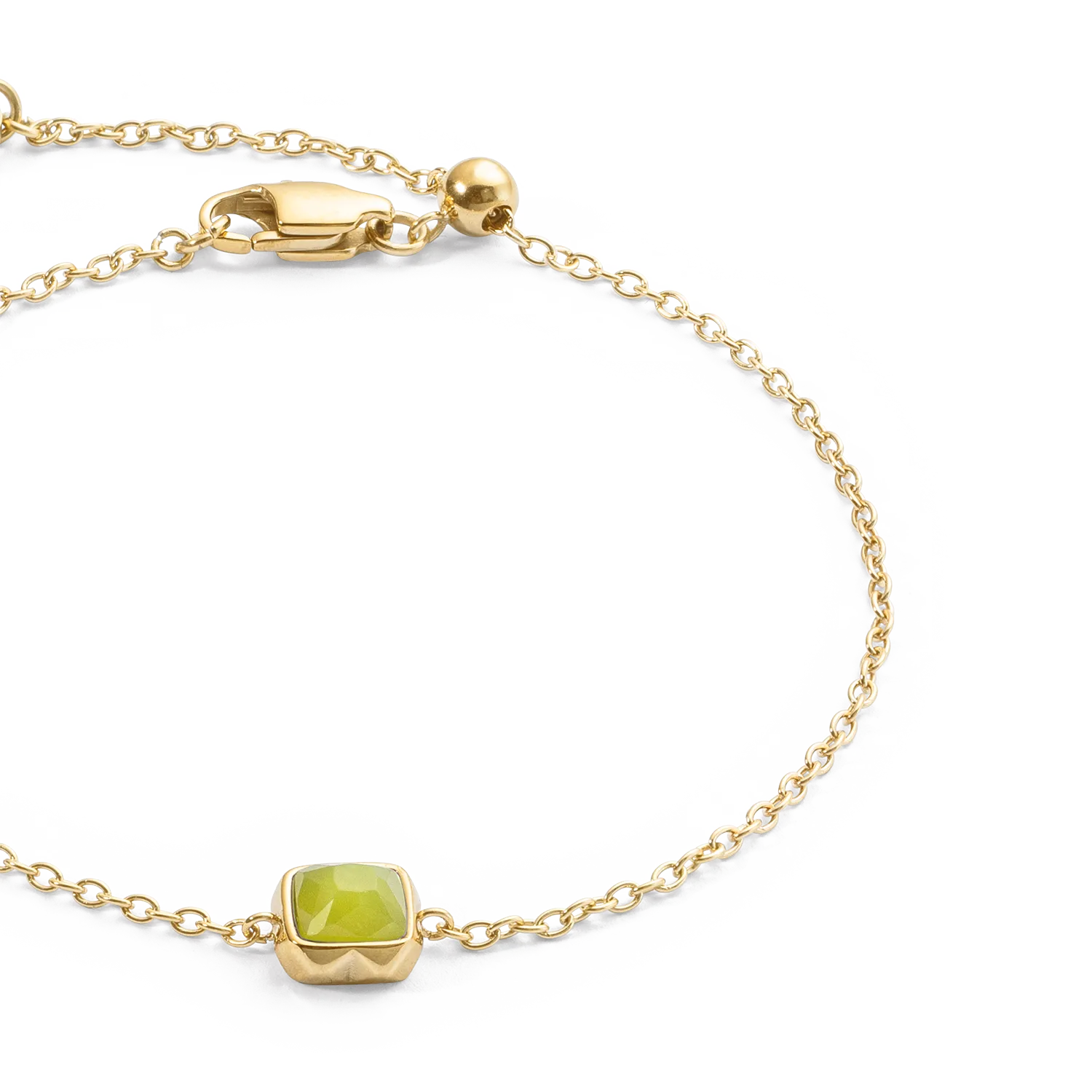 Birthstone August Bracelet Green Jade Gold