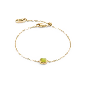 Birthstone August Bracelet Green Jade Gold