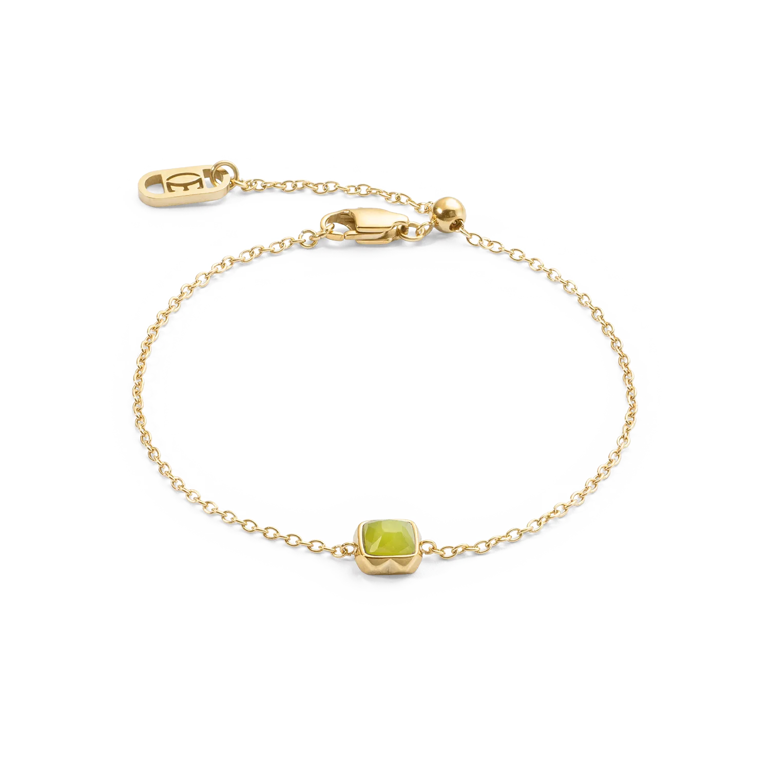 Birthstone August Bracelet Green Jade Gold