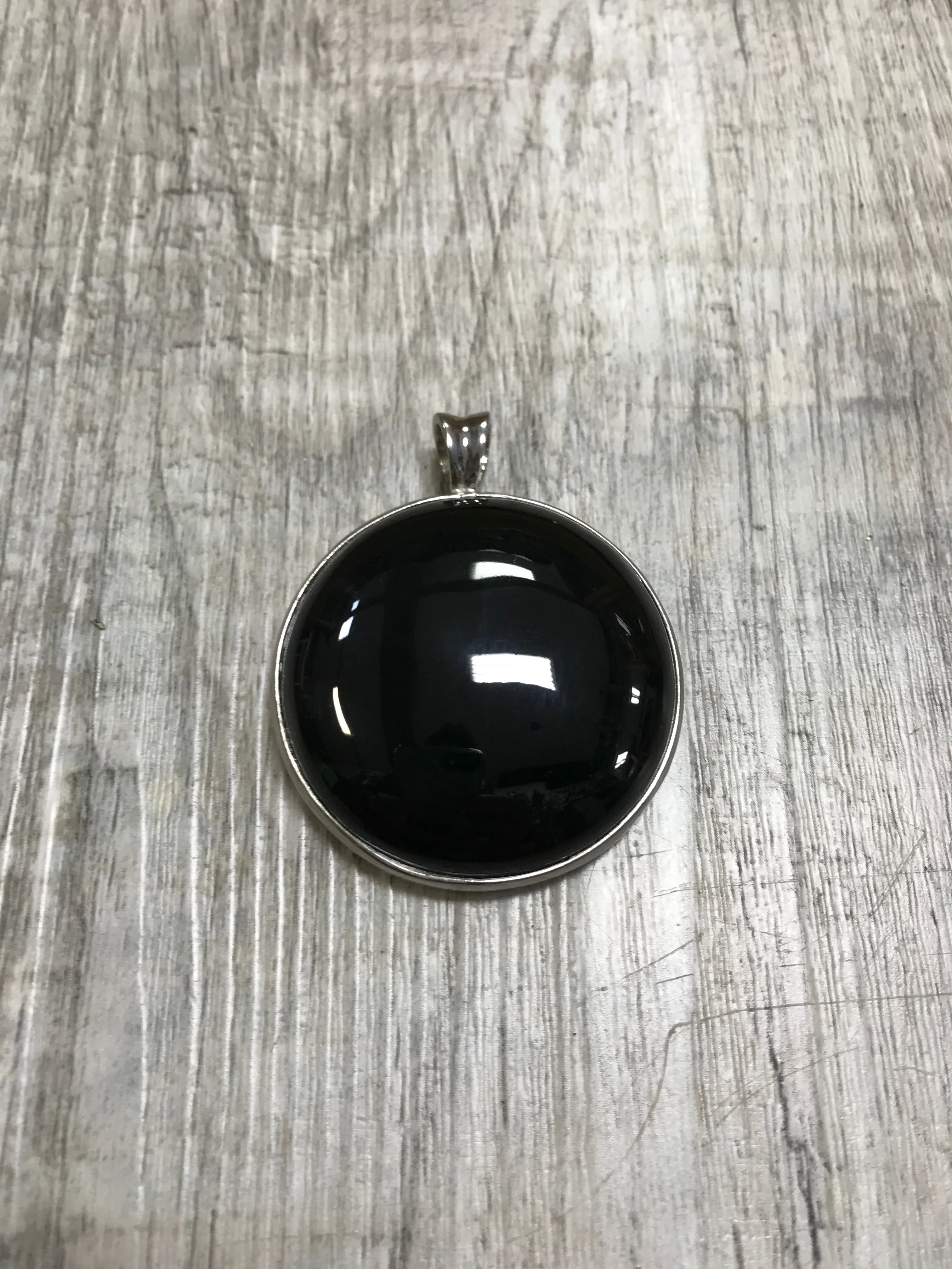 Black Jade and Stainless Steel Medallion