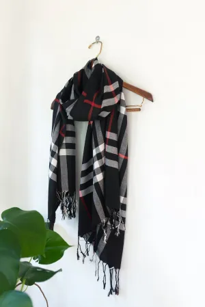 Black/Red Checkered Pashmina