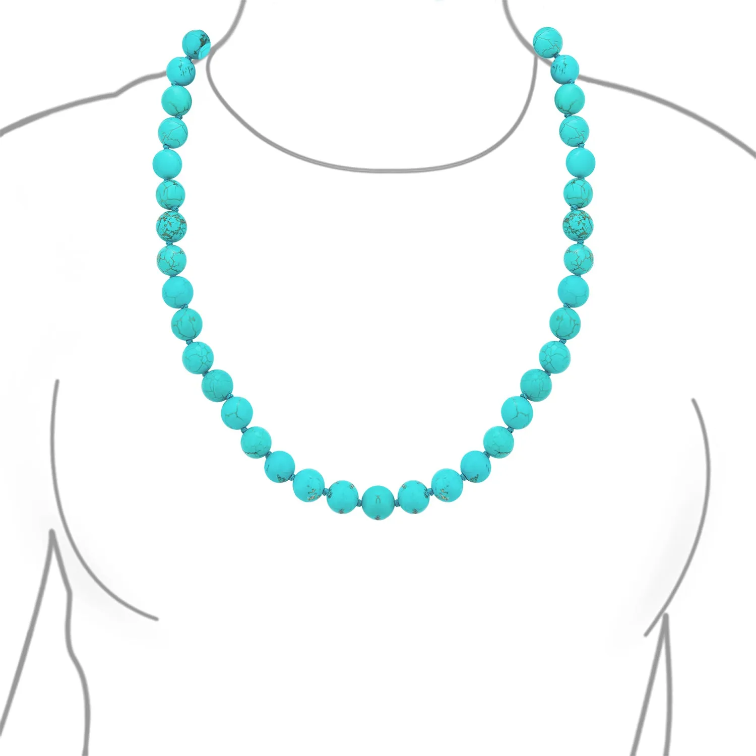 Blue Turquoise Beads Endless Layering Long Strand Western Necklace 69"