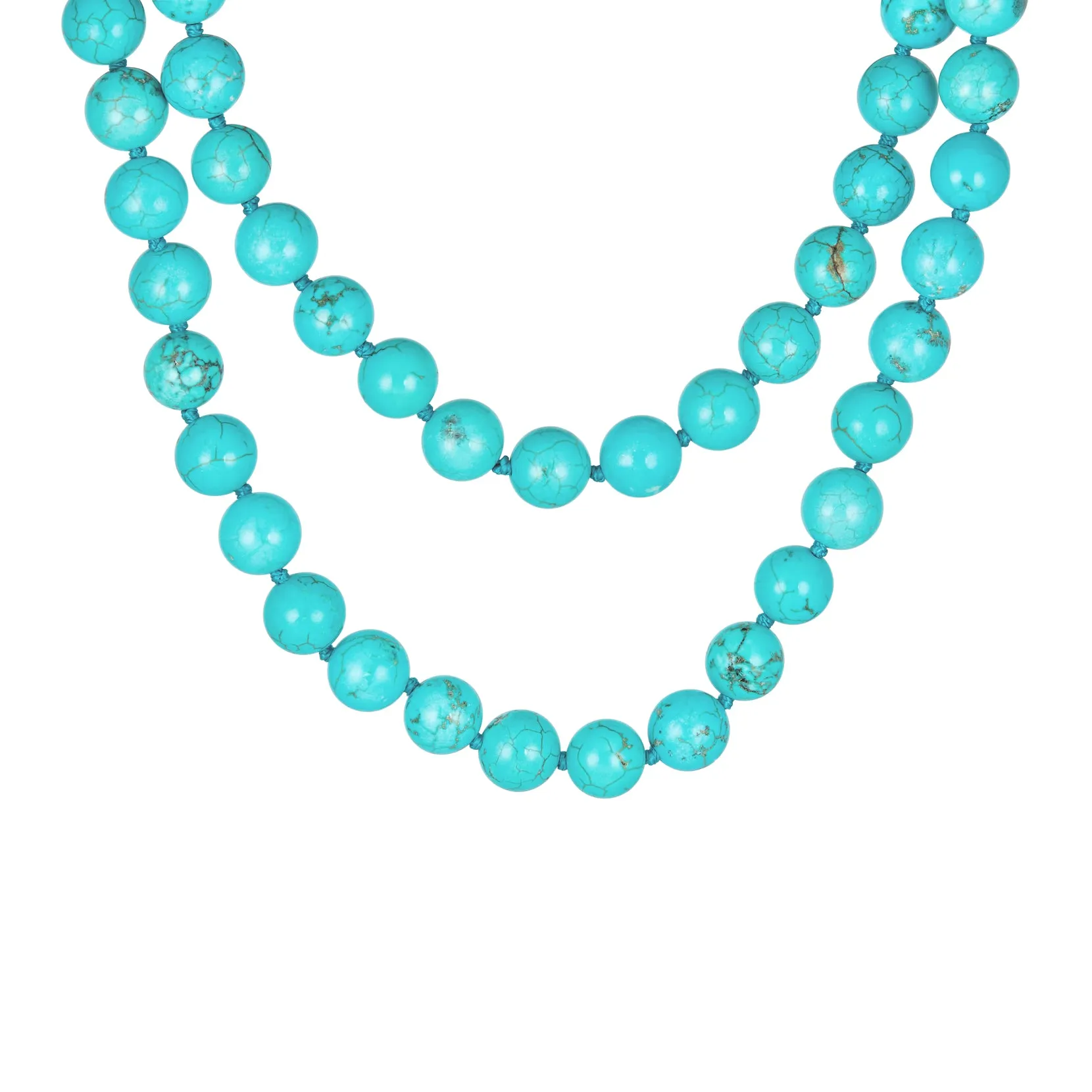 Blue Turquoise Beads Endless Layering Long Strand Western Necklace 69"