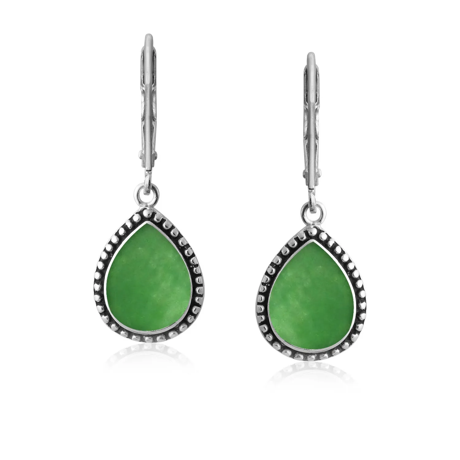 Boho Western Gemstones Milgrain Teardrop Earrings .925Sterling Silver