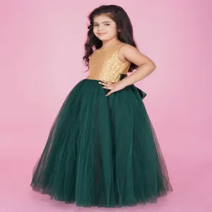 Bottle Green PartyWear Gown For Baby