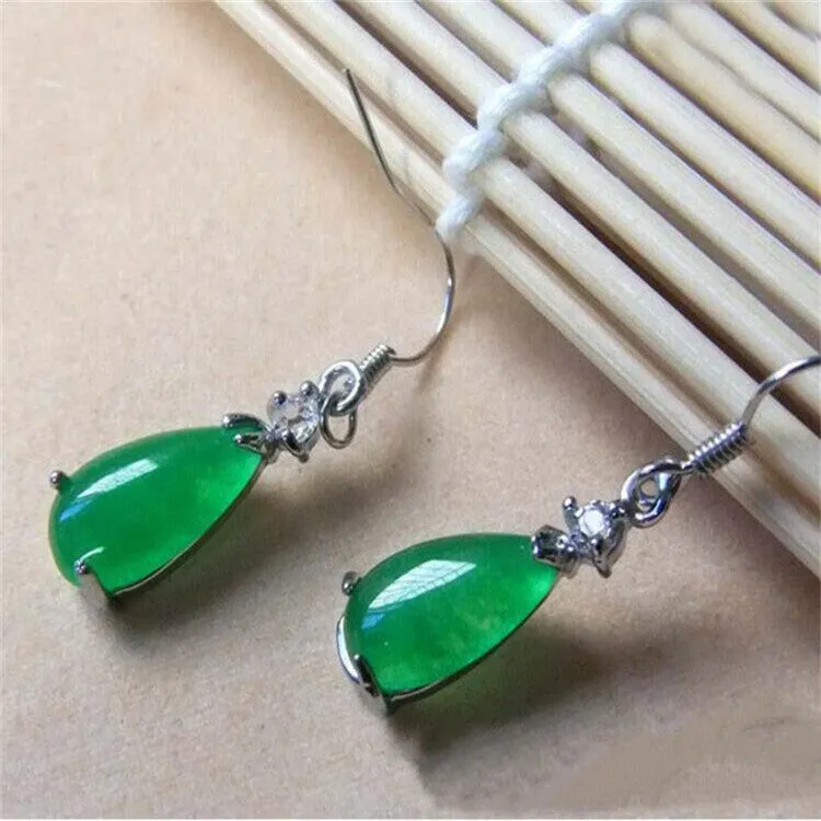 Burmese Natural Jade Water Drop Earrings