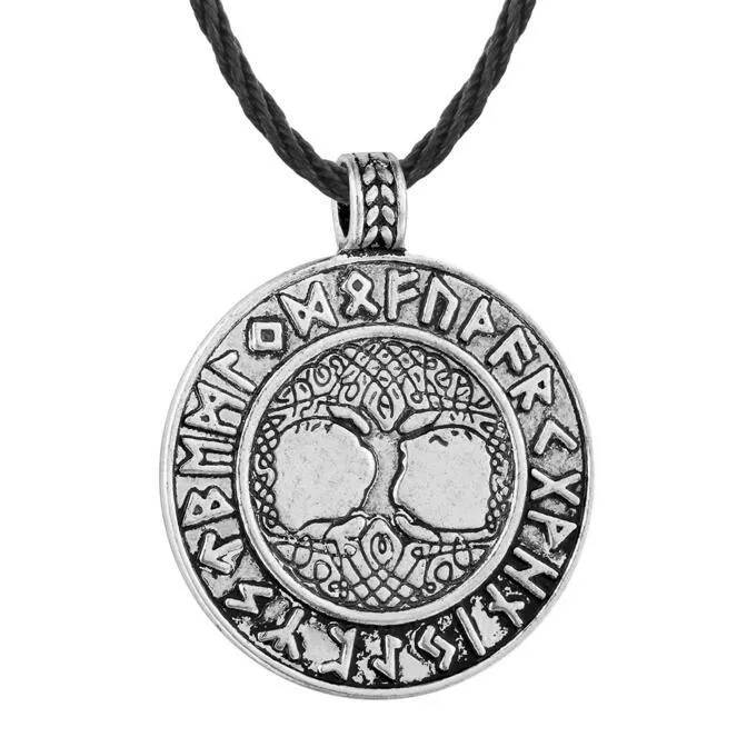 Celtic Tree of Life Stainless Steel Pendant Necklace with Runes