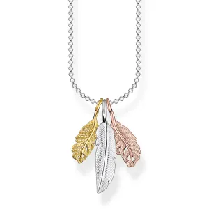 CHARMING COLLECTION TRI COLOUR FEATHER NECKLACE 38-45CM