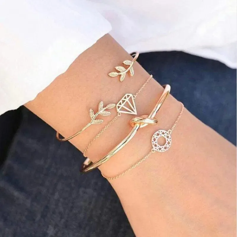 Chic Geometric Bracelet and Bangle Sets for Women with Vintage Star Map, Hand Heart Charm, Beads, Chains – Trendy Fashion Jewelry Accessories