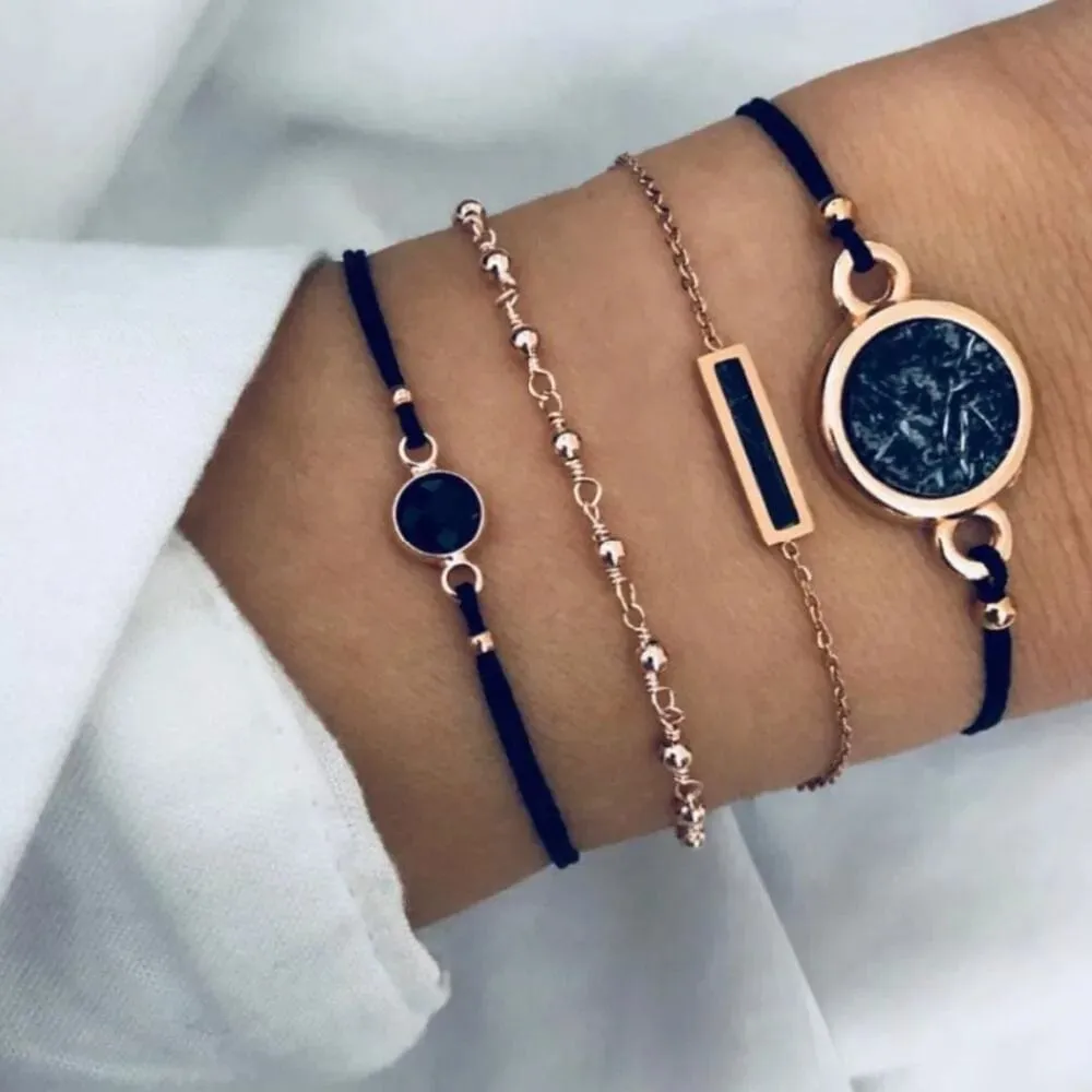 Chic Geometric Bracelet and Bangle Sets for Women with Vintage Star Map, Hand Heart Charm, Beads, Chains – Trendy Fashion Jewelry Accessories