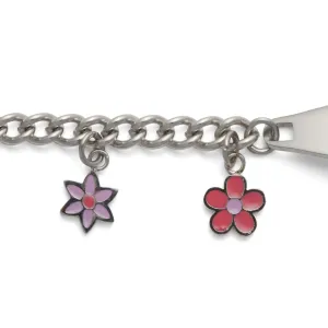 Children’s ID Bracelet with Plaque and Flower Charms