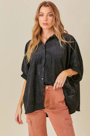 Classic Vibes Black Corduroy Top