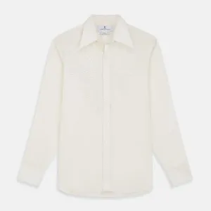 Cream Silk Long Point Embroidered Eamon Shirt