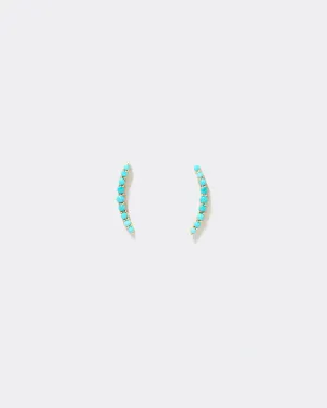 Crescent Ear Climber Stud Earrings - Turquoise