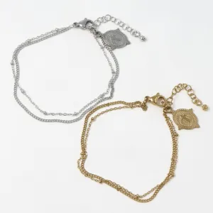 Cross Double Chain SS Bracelet