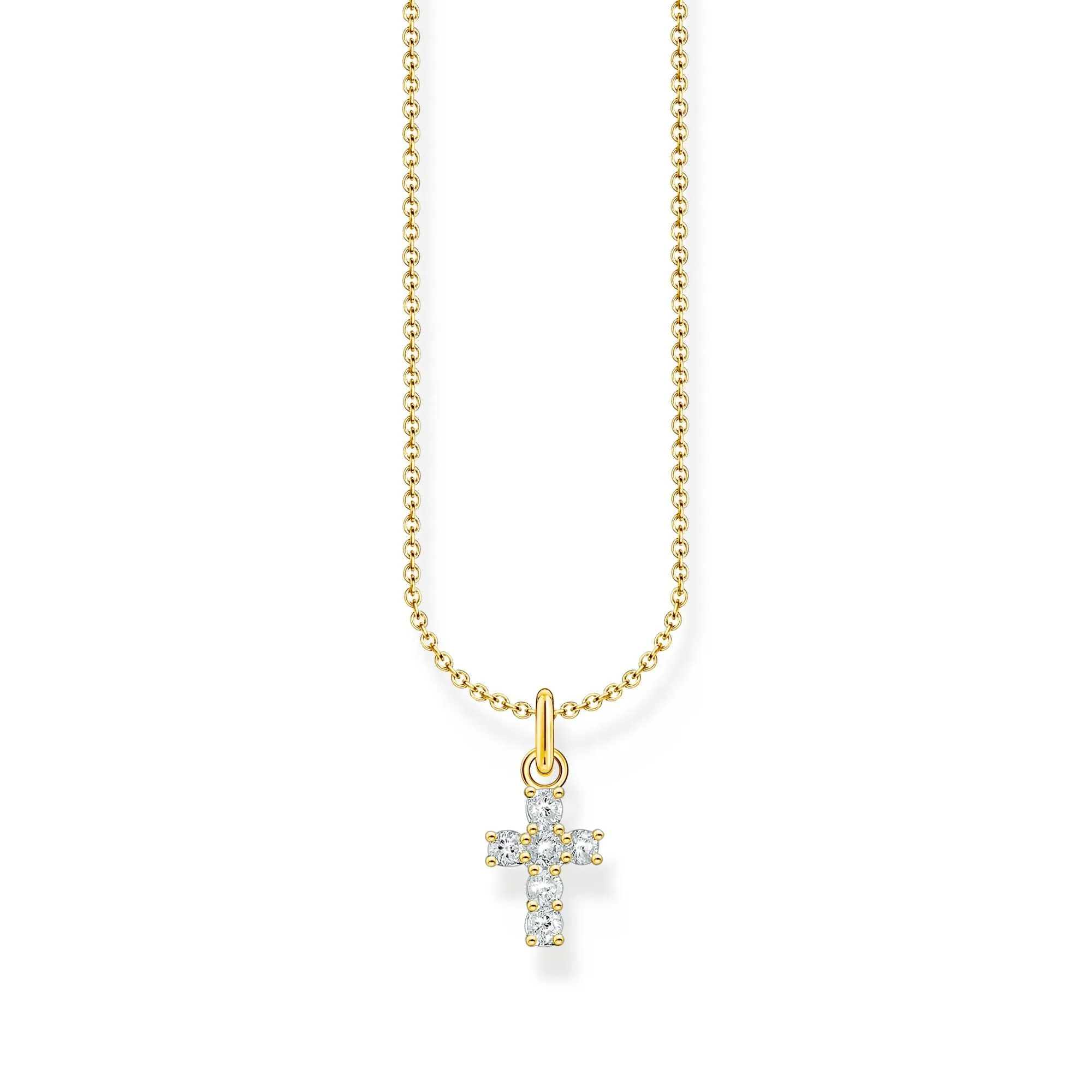 Cross pendant necklace with white zirconia