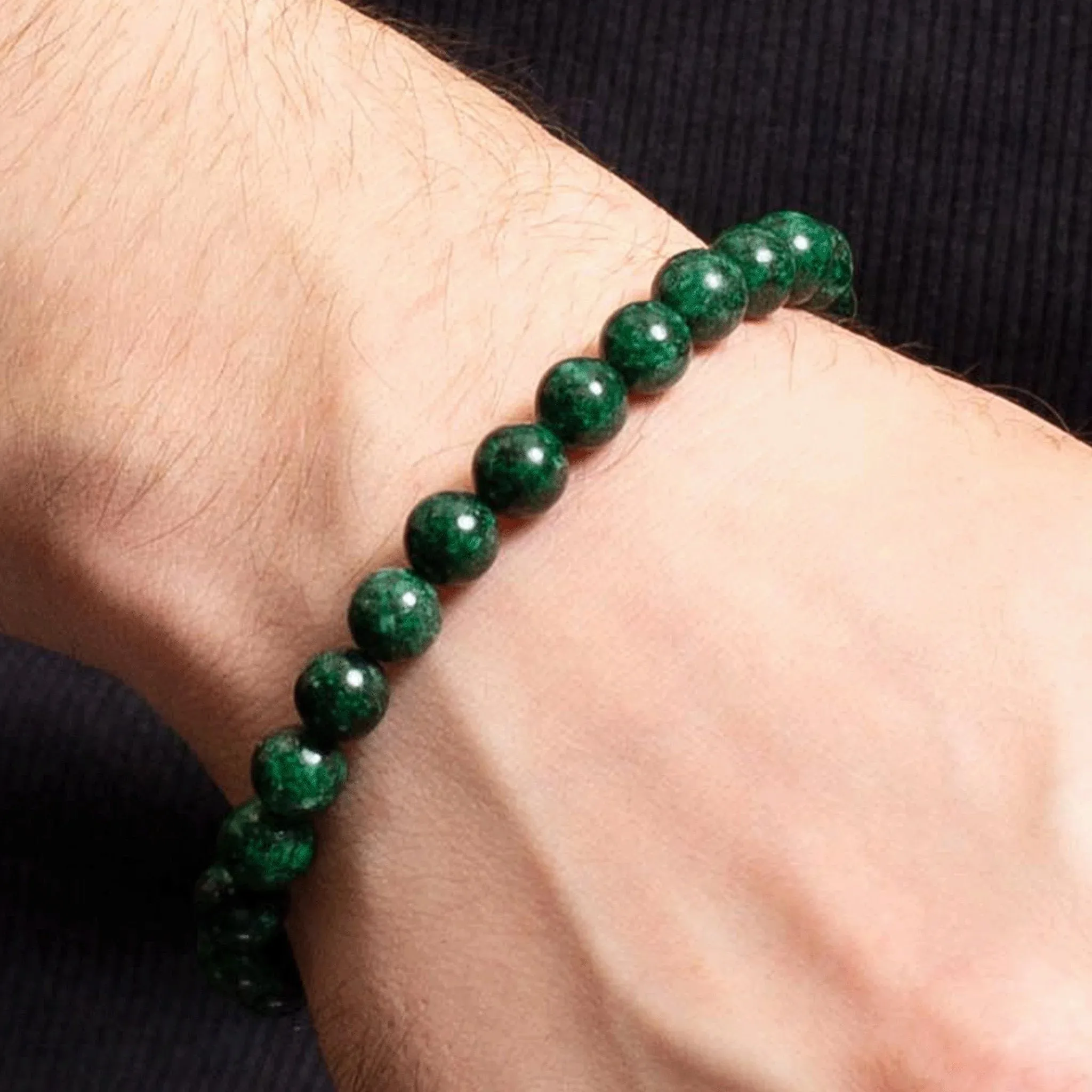 Culann Beaded Green & Black Jade Bracelet