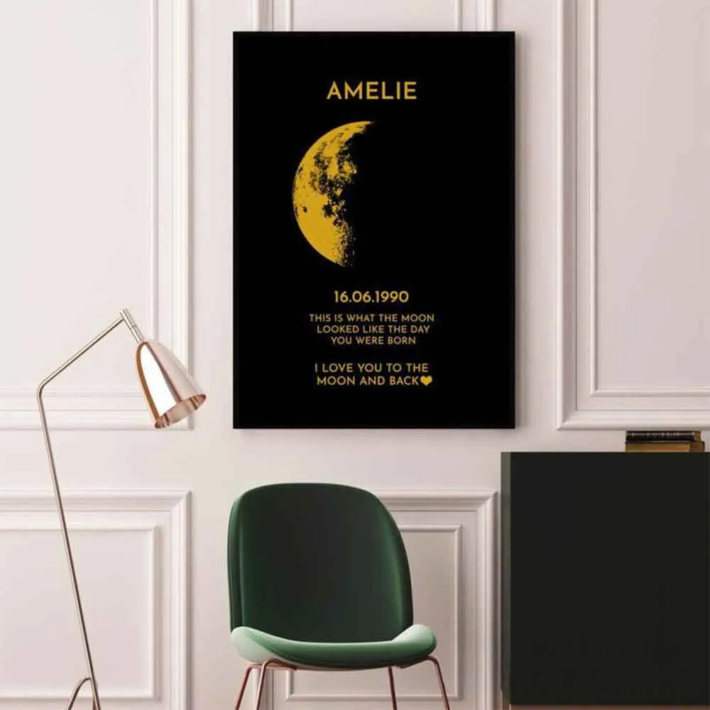 Custom Moon Phase and Names Wooden Frame with Your Text Gifts Born Gift Anniversary Gift