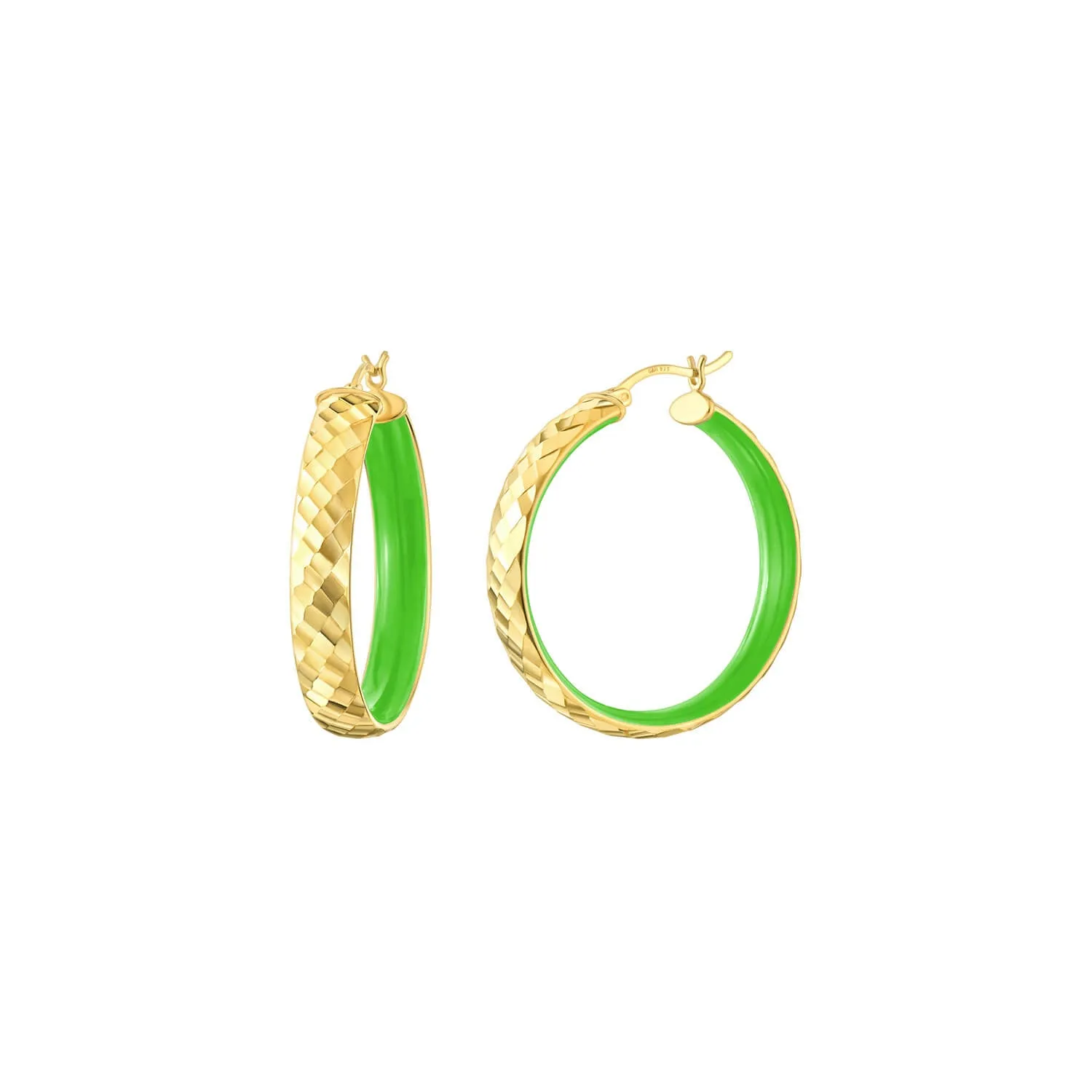 Enamel Hammered Hoop Earrings