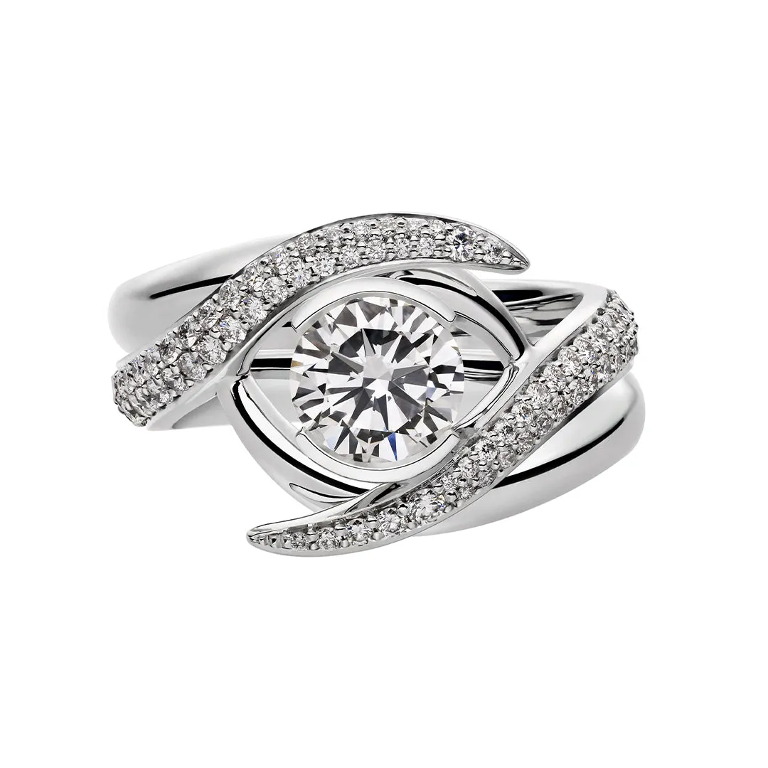 Entwined Rapture100 Engagement Ring Set - 18ct White Gold & 1.32ct Diamond