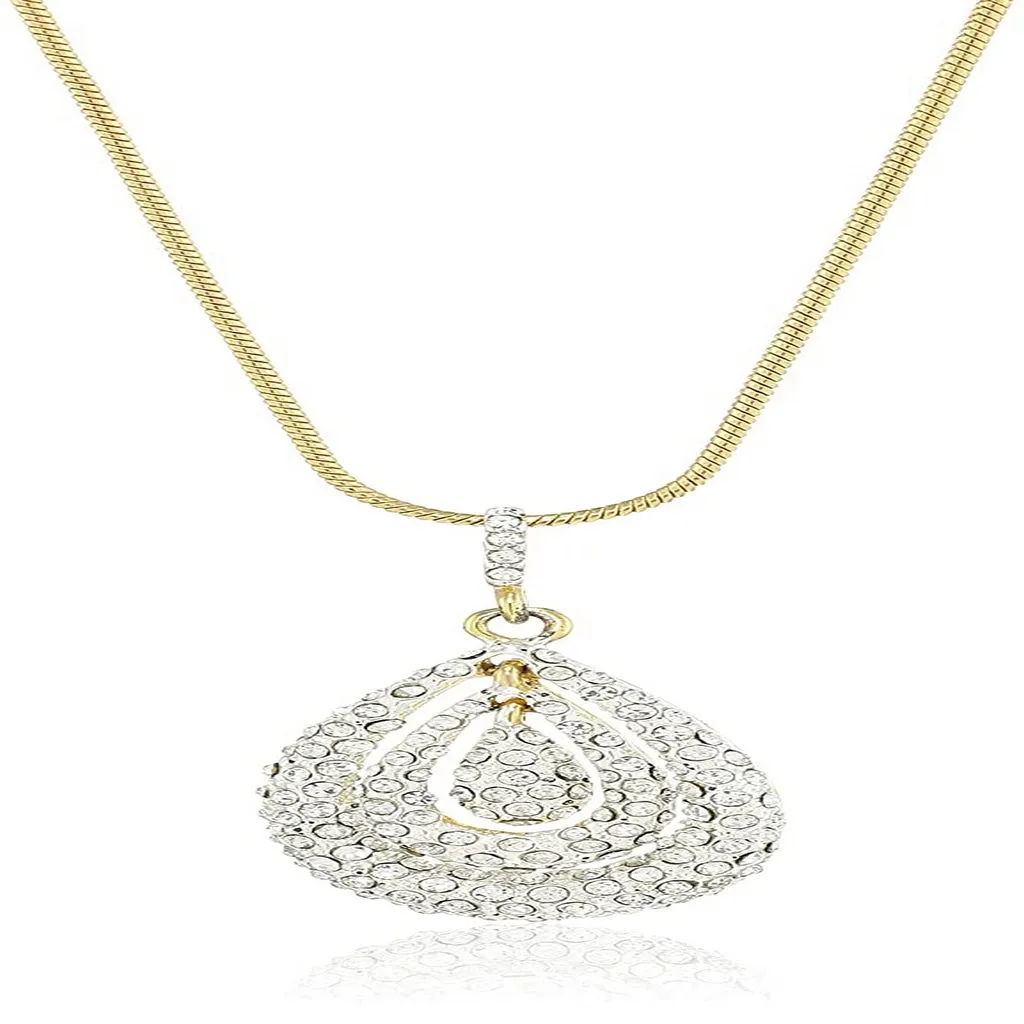 Estele Gold & Rhodium Plated Oval Shaped Pendant with Austrian Crystals for Women