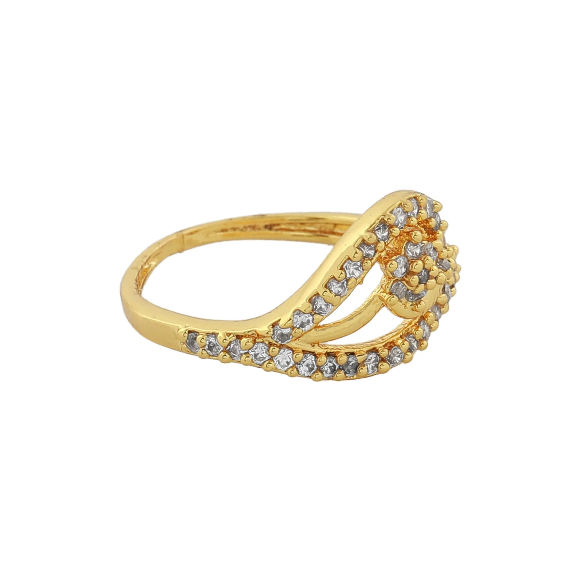 Estele Gold Plated CZ Flower Designer Ring for Women