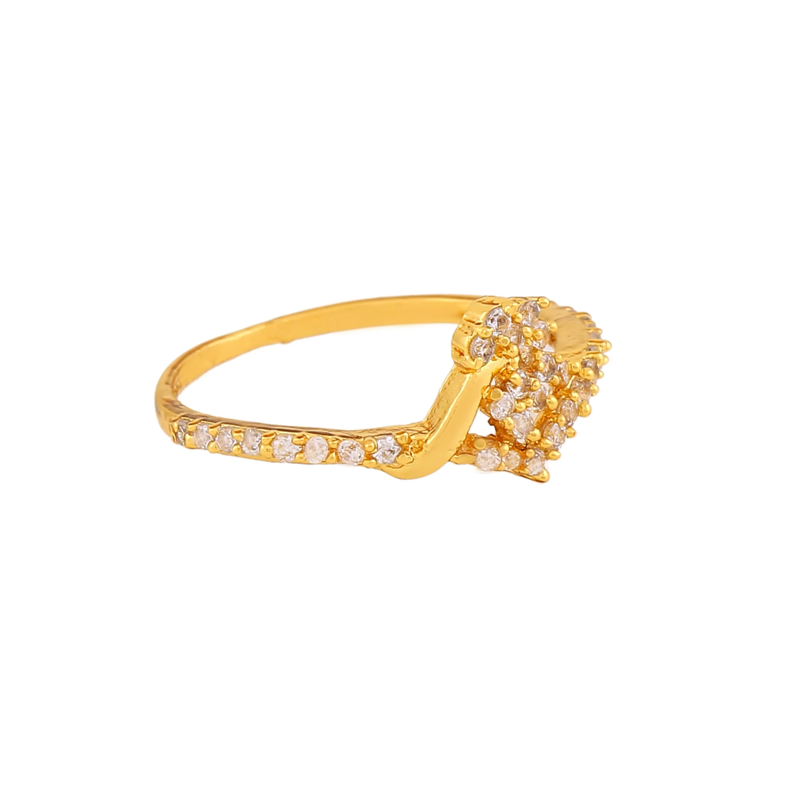 Estele Gold Plated CZ Striking Finger Ring for Women