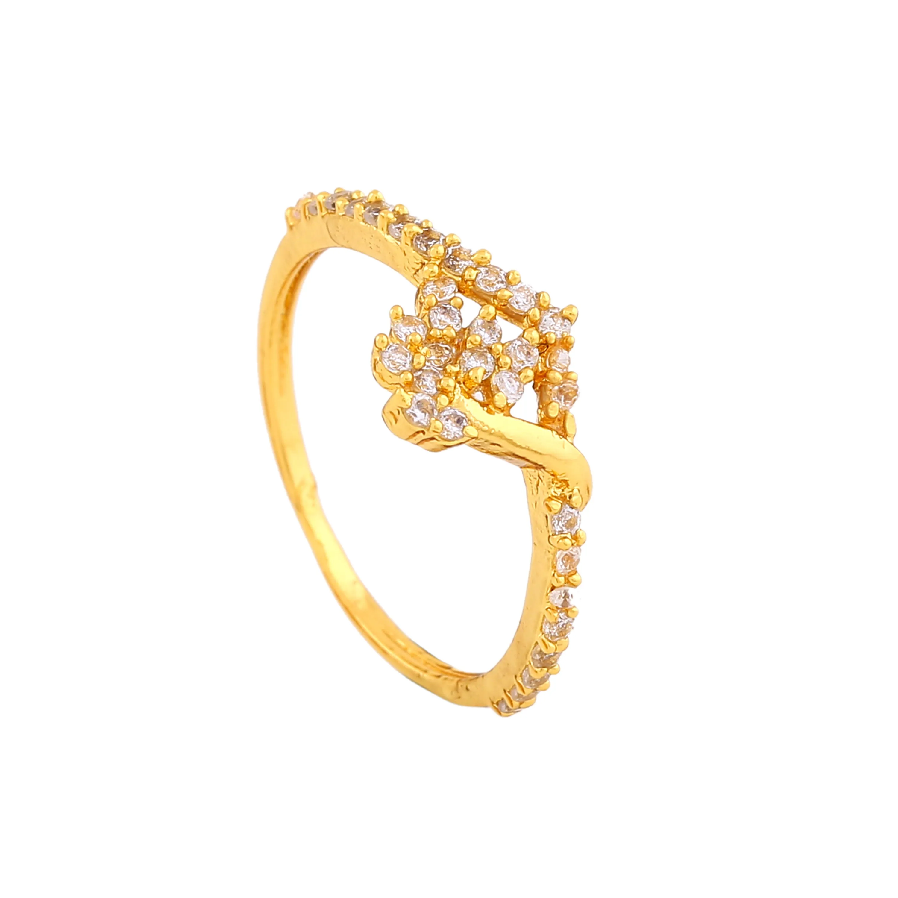 Estele Gold Plated CZ Striking Finger Ring for Women