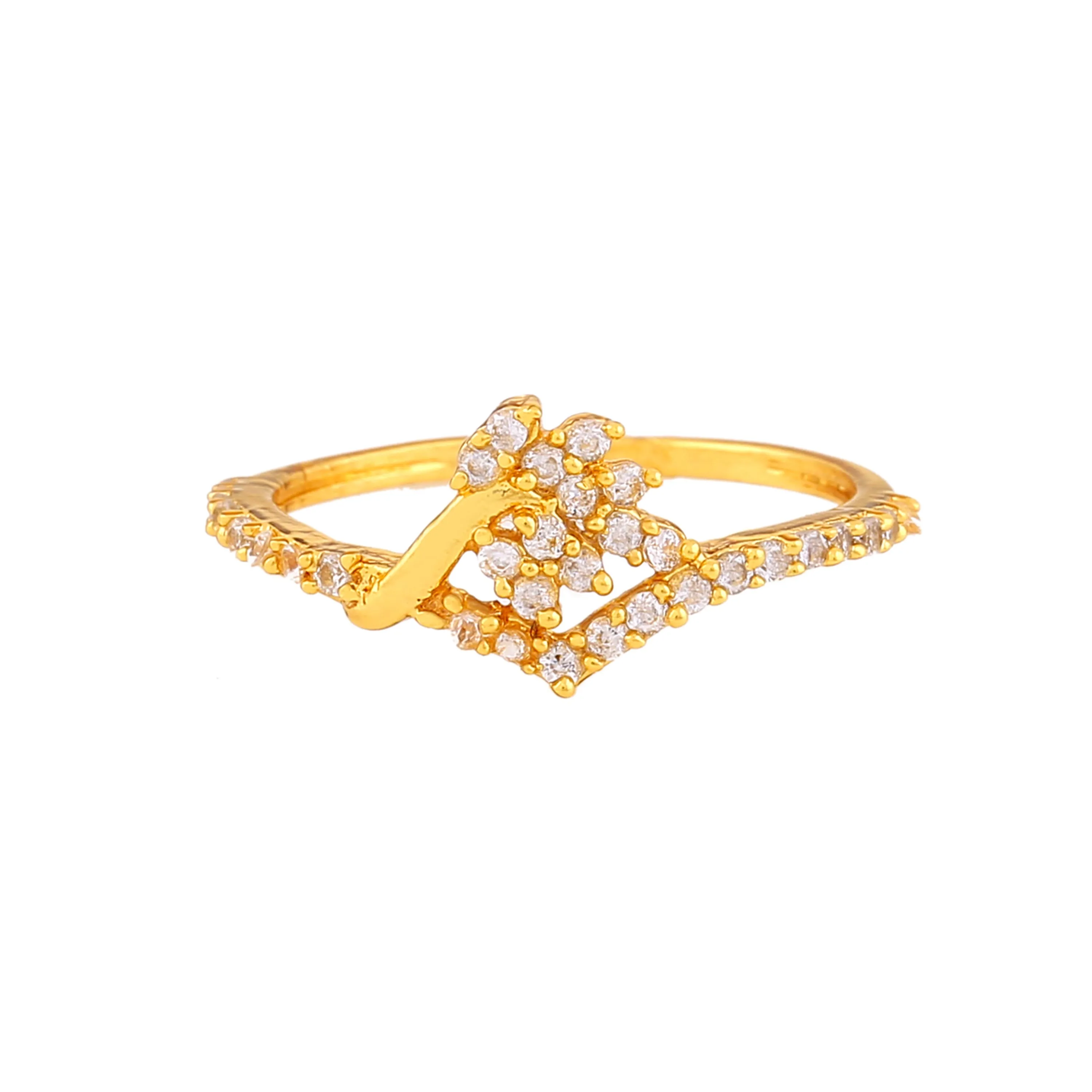 Estele Gold Plated CZ Striking Finger Ring for Women